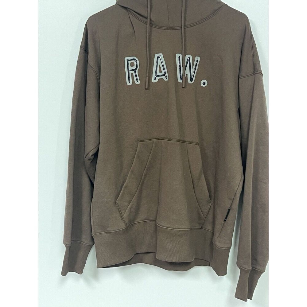 G-Star Raw Hoodie Men Large Vulcanic Brown Loose Pockets Long Sleeve Front Logo